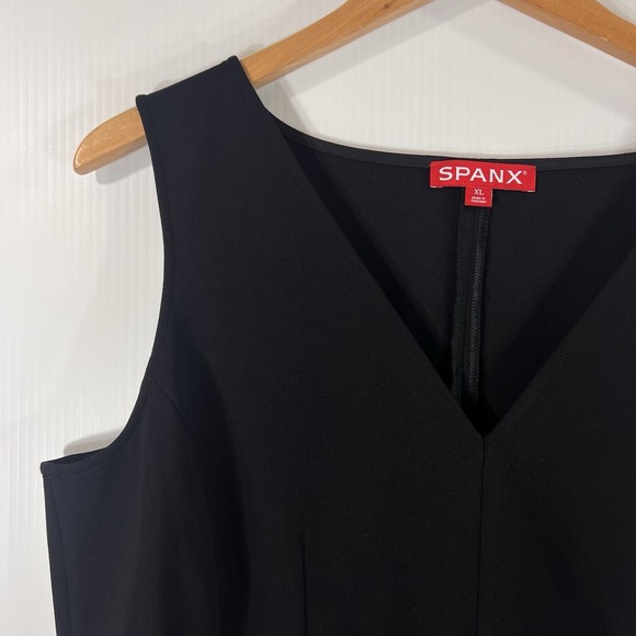SPANX Ponte V-Neck Tank Womens Size XL Black Sleeveless Layering Basic Staple - Picture 2 of 10